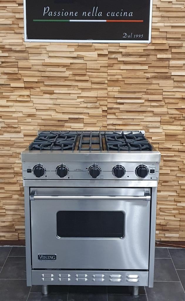 Luxe Viking Fornuis 76cm rvs 4 pits 1 GASOVEN, Ophalen, 60 cm of meer, Zo goed als nieuw, Energieklasse A of zuiniger
