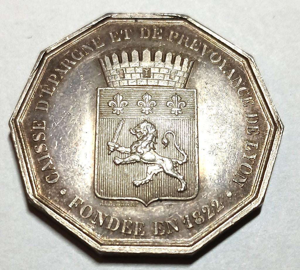 medaille Caisse D'Epargne de Lyon Fondée en 1822, Postzegels en Munten, Penningen en Medailles, Zilver, Ophalen of Verzenden