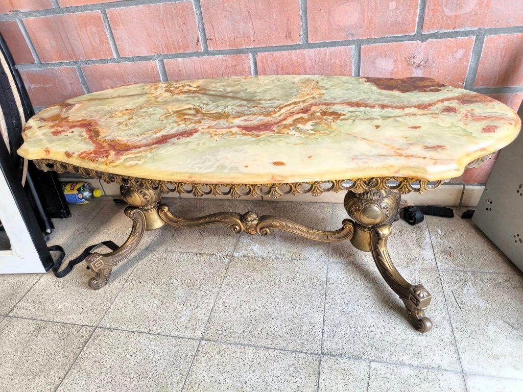 Vintage italiaans salontafel met onyx blad, Ophalen