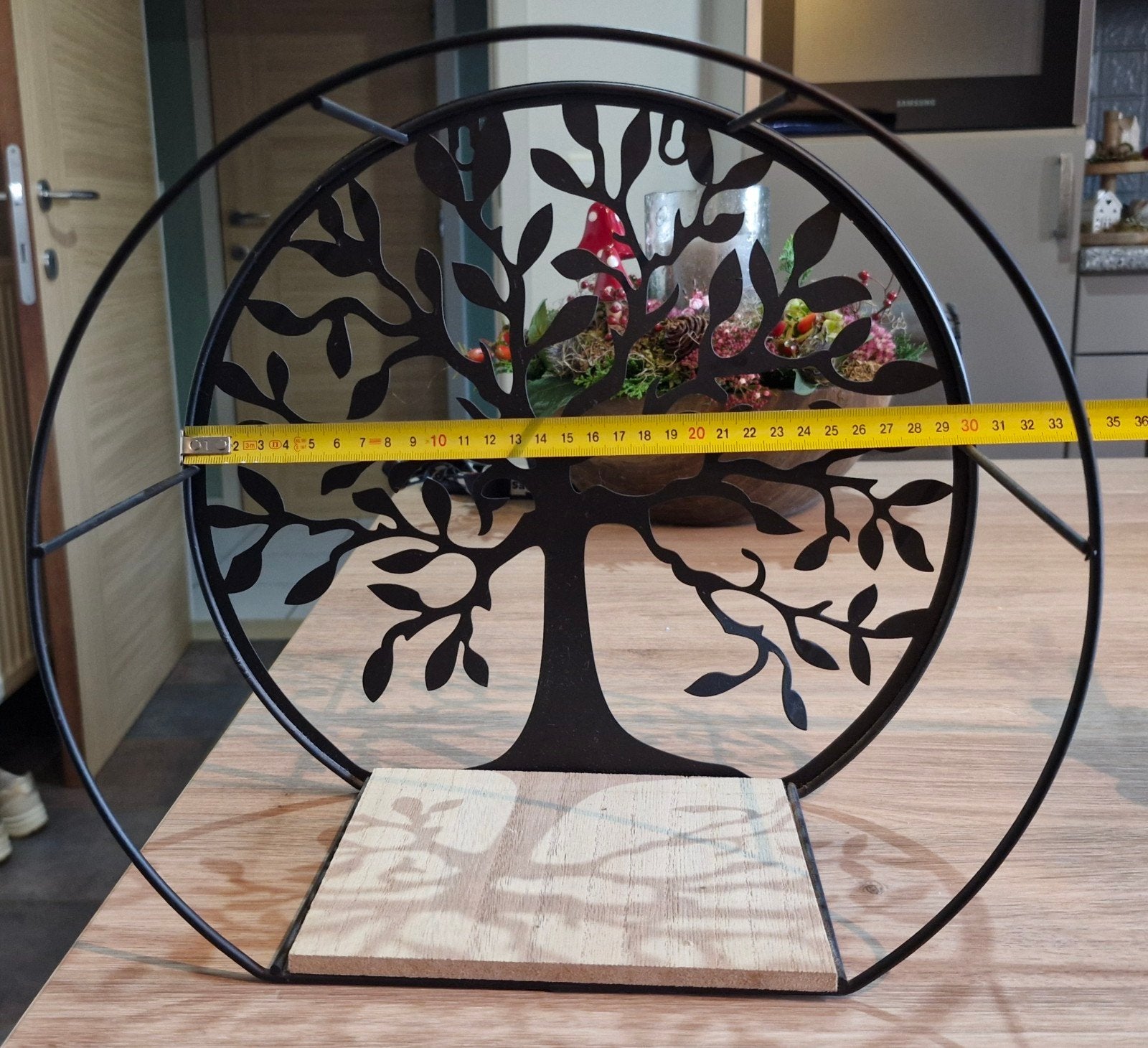 ronde wand decoratie met schapje, Ophalen, 30 cm, 30 cm, Zwart