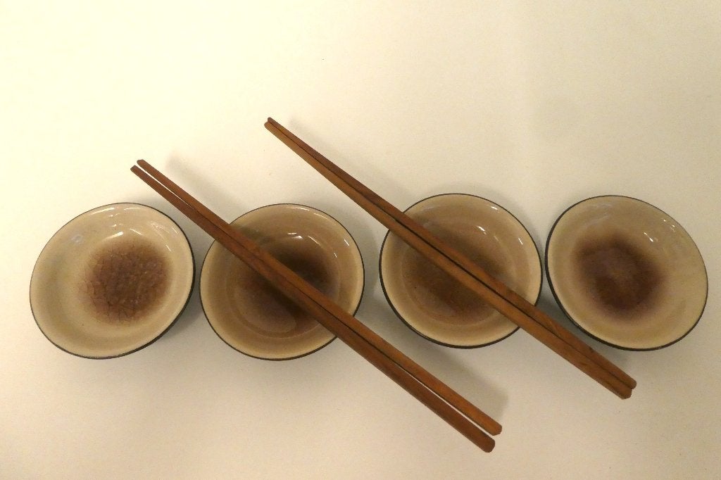4 jolies coupes tons Brun Asie (habitat) NEUF !, Enlèvement, Neuf, Asiatique, Récipient(s)