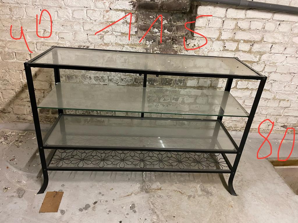 Etagere en fer forge et verre, Enlèvement, Utilisé