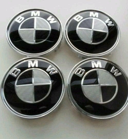 bmw velgen naafdoppen in zwart wit carbon 68 mm, Auto diversen, Wieldoppen, Ophalen of Verzenden, Nieuw
