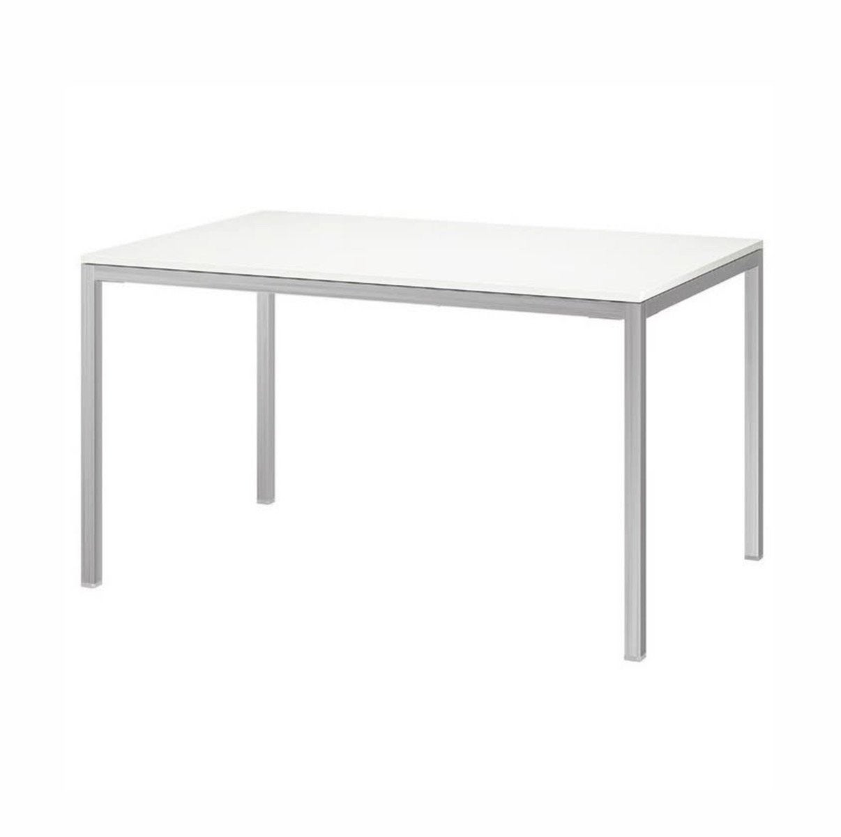 Table à manger IKEA TORSBY blanche et chrome, 100 à 150 cm, Quatre personnes, Comme neuf, Enlèvement