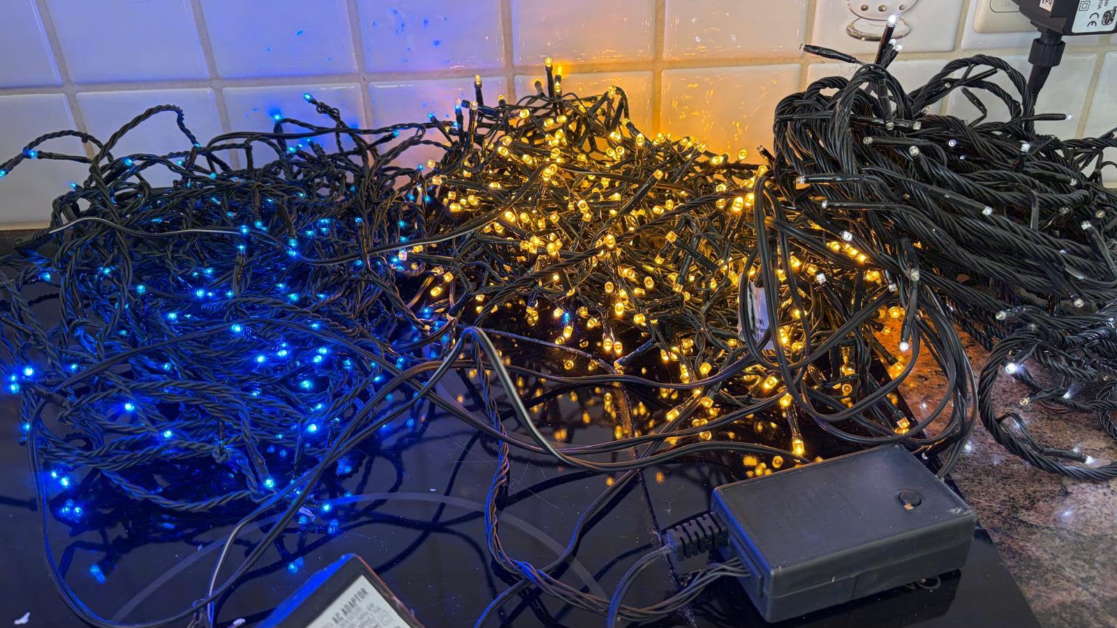 Groot lot kerstverlichting – lichtslingers en kleuren, Ophalen, Gebruikt