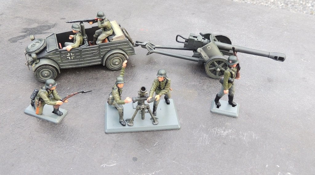 Britains Deetails, Kubelwagen, Pak40 et mortier + soldats, Verzenden, Landmacht, Miniatuur of Beeldje