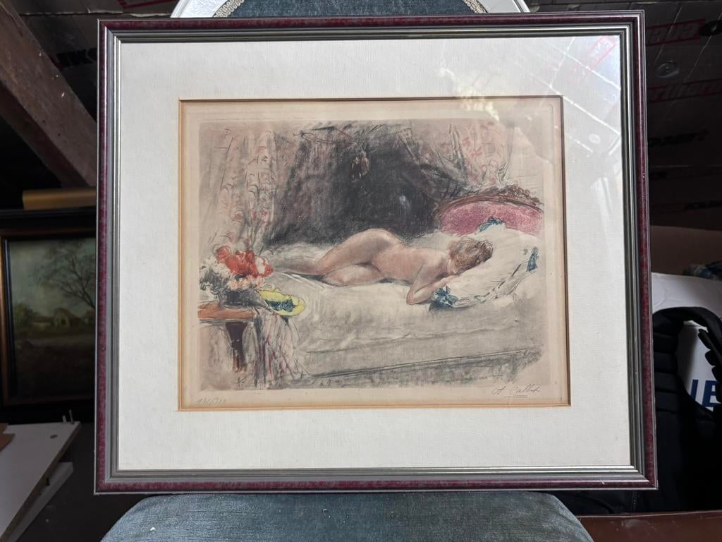 Antoine Calbet "Réveil" Eau-forte en couleur, Antiquités & Art, Art | Peinture | Classique, Enlèvement ou Envoi