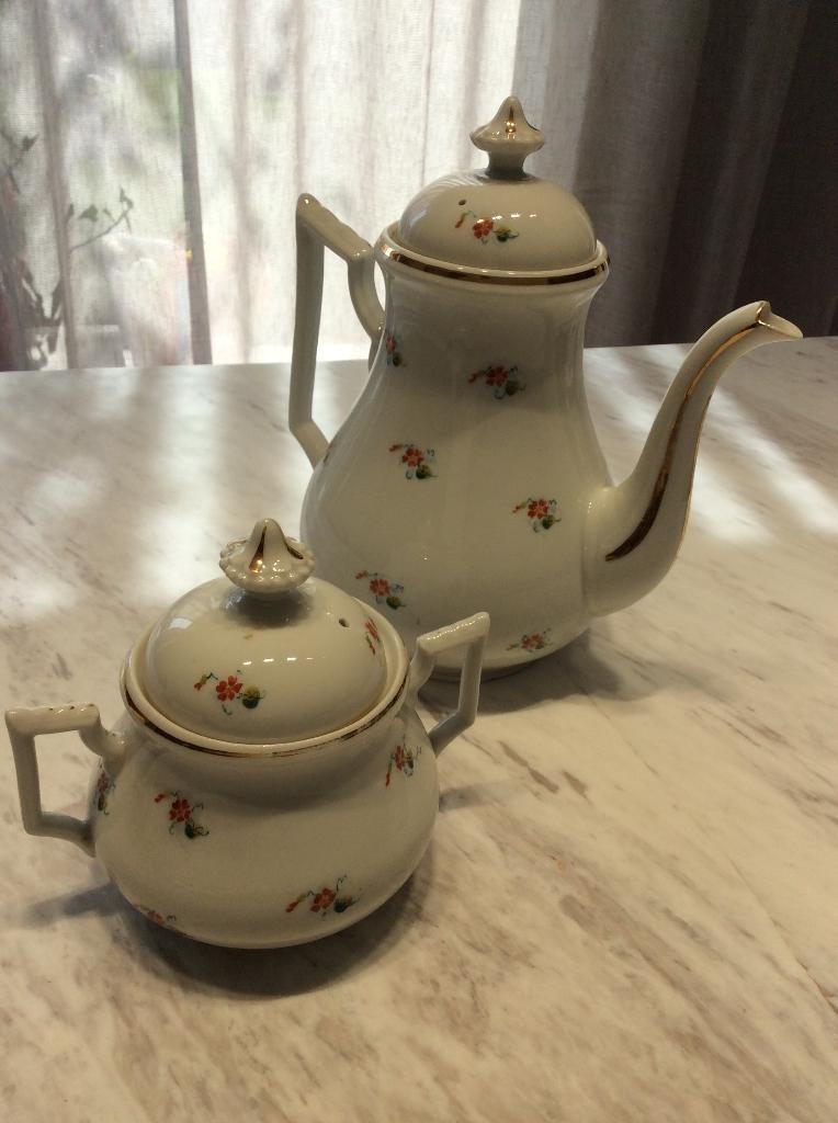 vintage porseleinen koffiekan & suikerpot - Art Deco Bohemen, Enlèvement ou Envoi