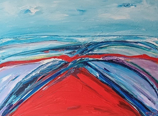 KLEURRIJK ABSTRACT GROOT FORMAAT, Antiek en Kunst, Kunst | Schilderijen | Abstract, Ophalen of Verzenden