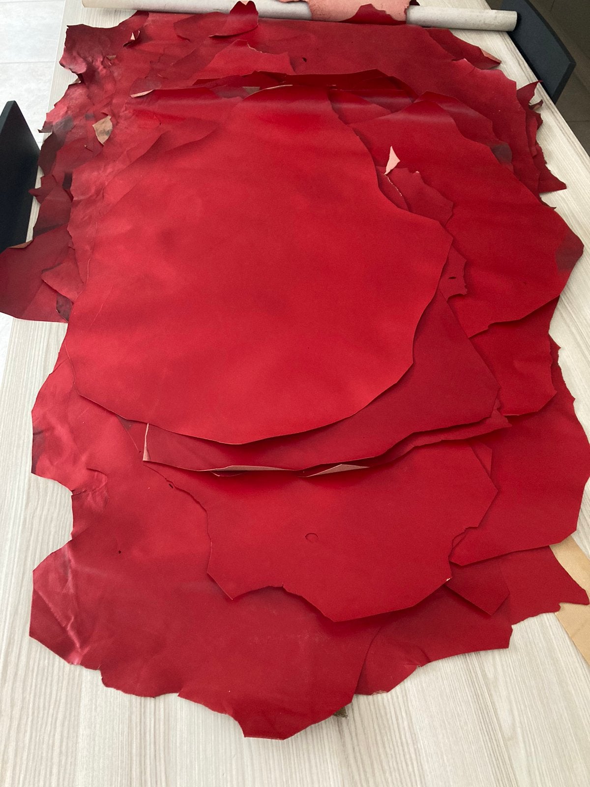 Soepele rode lederen lappen, Ophalen, Zo goed als nieuw, Rood, Leer of Kunstleer