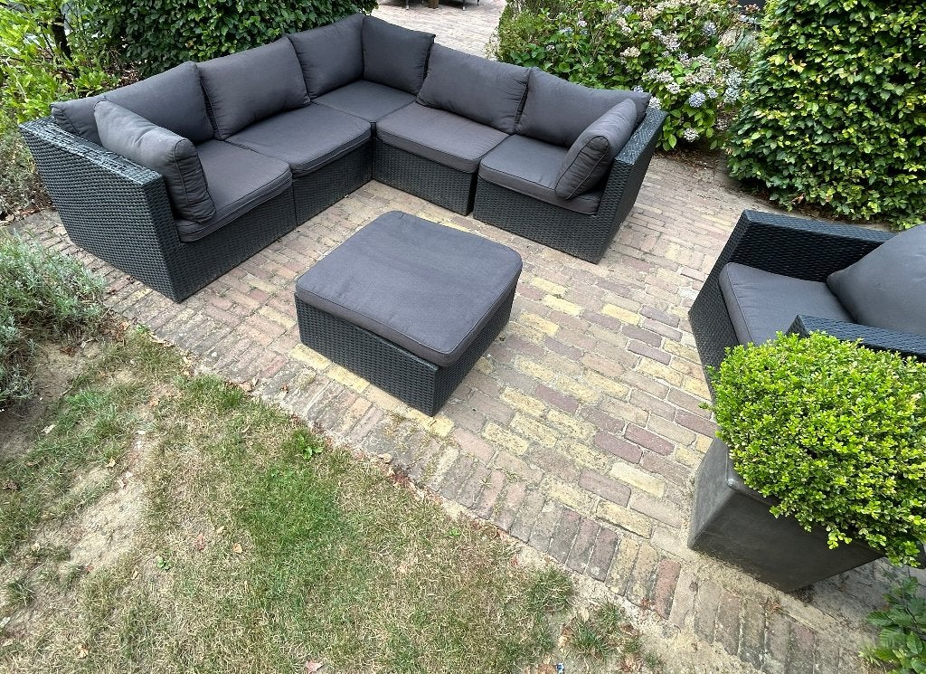 Loungeset Tuin 240 cm x 240 cm + tafeltje (80x80 cm), Enlèvement, Utilisé, Sets de jardin, 6 places