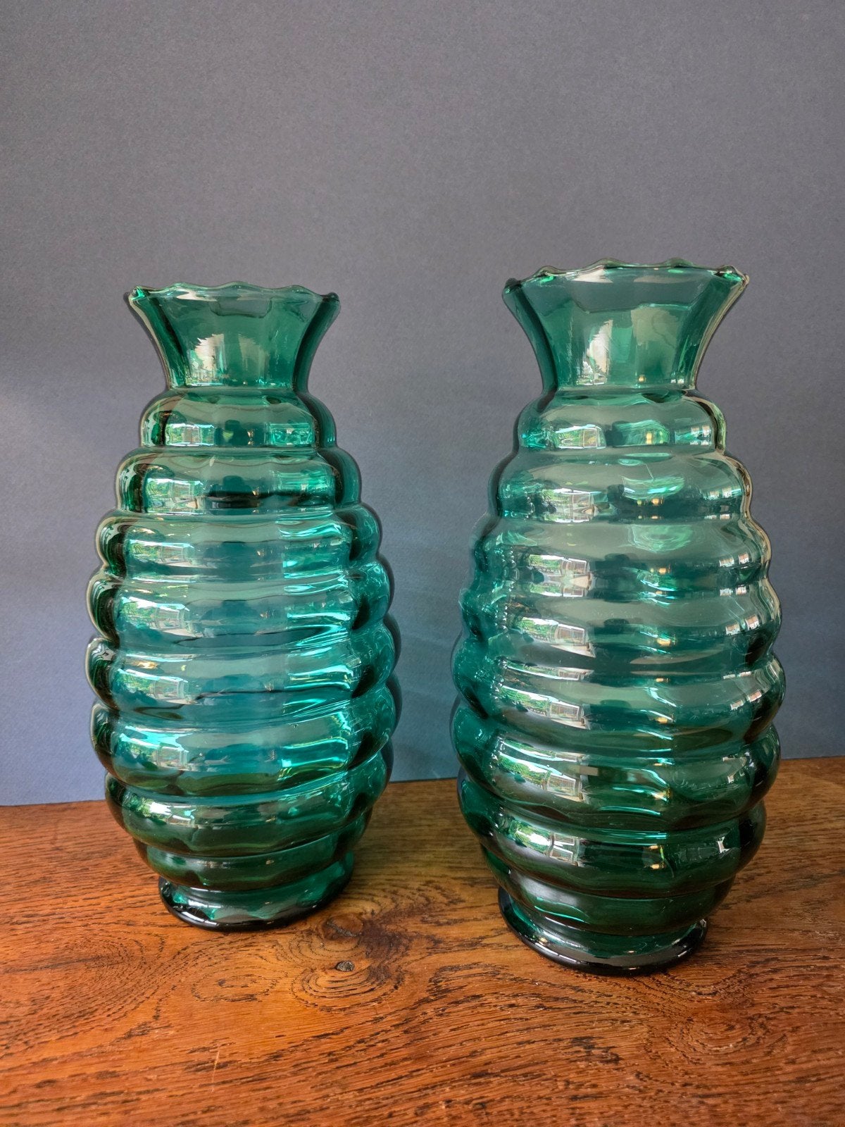 Prachtig koppel Art Deco vazen Doyen Floralie Smaragdgroen, Antiek en Kunst, Ophalen of Verzenden