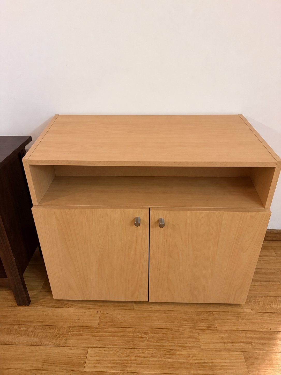 Wooden Storage Cabinet with Open Shelf – Light Wood, Huis en Inrichting, Ophalen of Verzenden, Zo goed als nieuw
