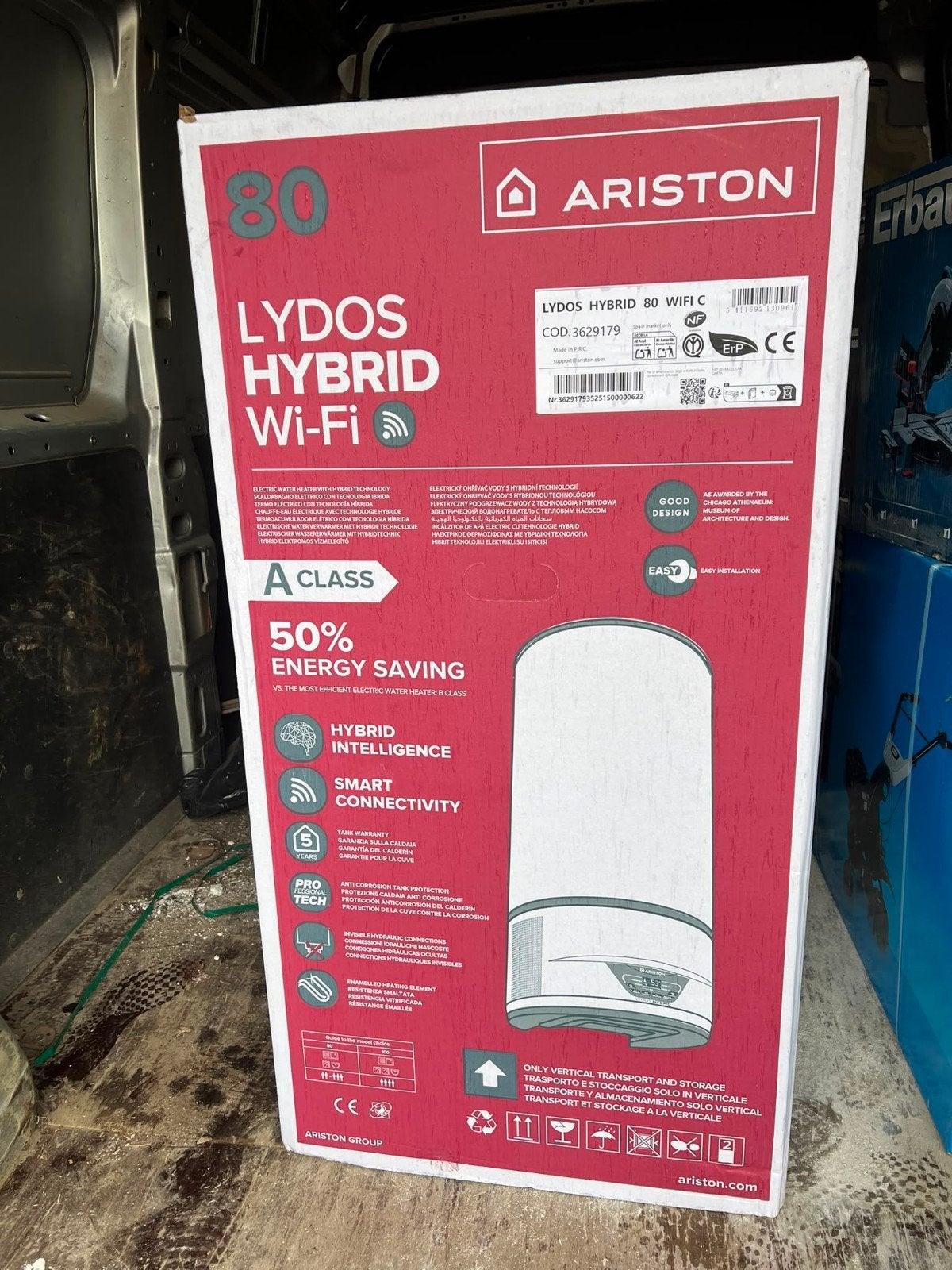 Ariston Lydos Hybrid 80L aangesloten elektrische boiler —, Doe-het-zelf en Bouw, Chauffageketels en Boilers, Ophalen, Geiser
