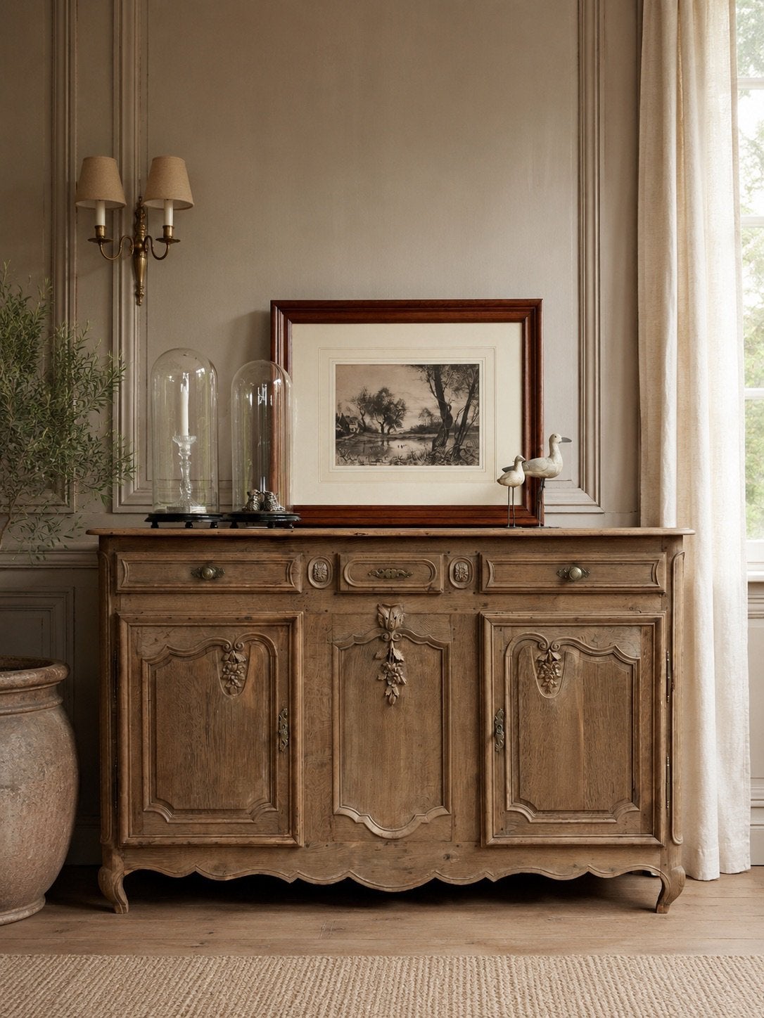 Massief eiken landelijke dressoir / buffetkast, Antiek en Kunst, Ophalen