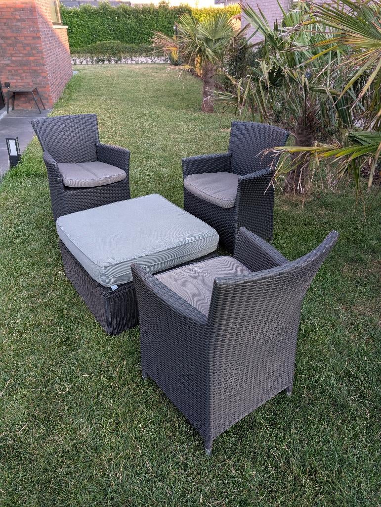 Ensemble de salon avec coussins et table d'appoint assortie, Enlèvement, Comme neuf, Table d'appoint, Sets de jardin