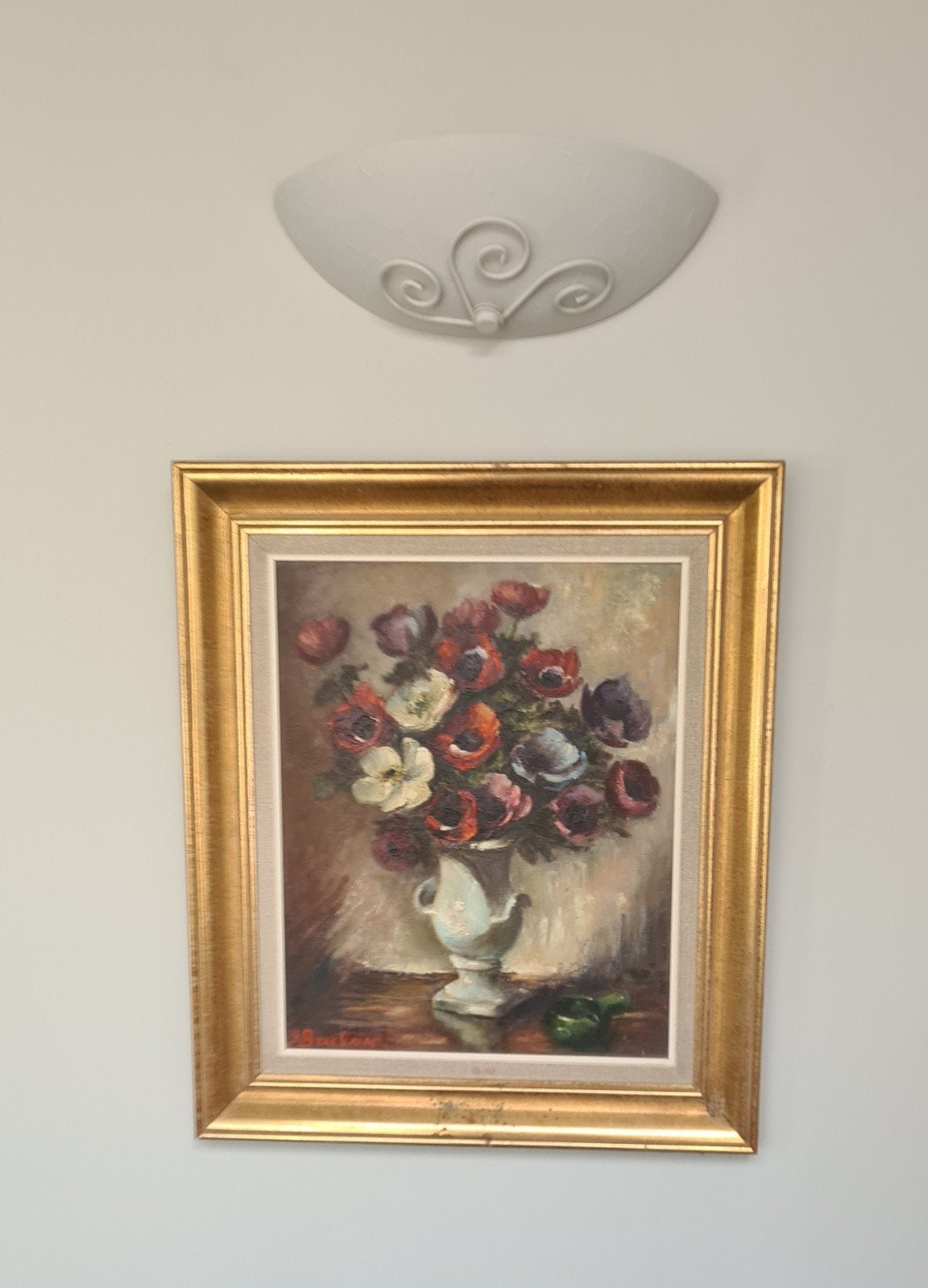 Origineel schilderij in goudgeschilderde kader, Ophalen, Olieverf