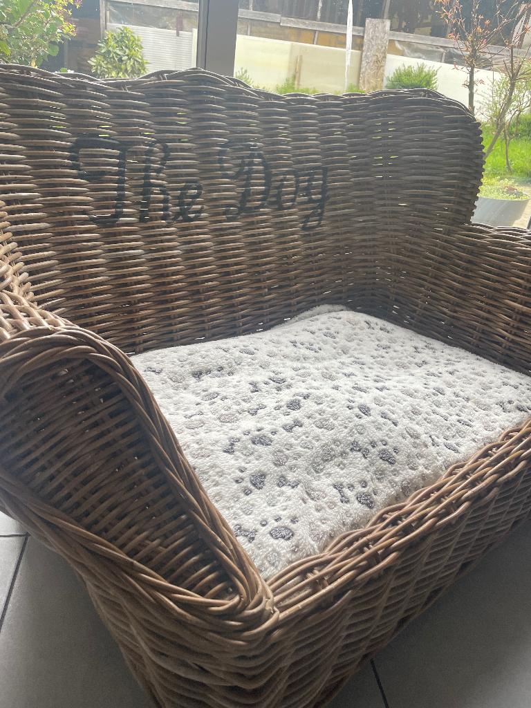 Honden zetel bed bamboe rotan, Ophalen, Zo goed als nieuw, Riet