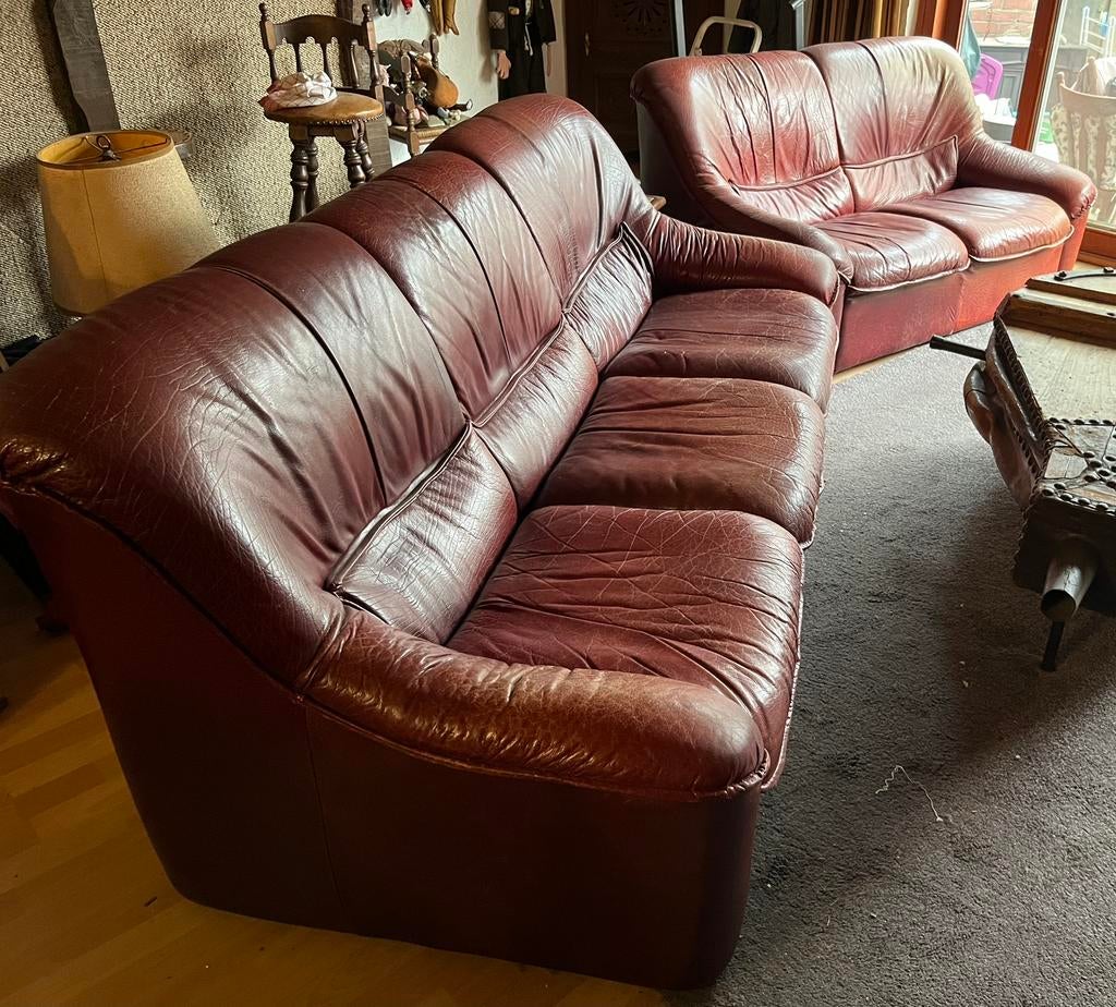 Salon en cuir de buffle, 75 à 100 cm, Enlèvement, Utilisé, Cuir