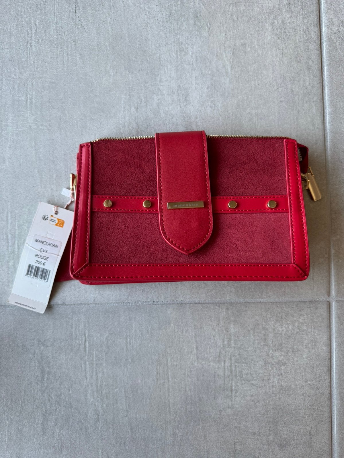 Manoukian Evy rode schoudertas - Nieuw met label, Handtassen en Accessoires, Portemonnees, Nieuw, Overige merken, Rood, Verzenden