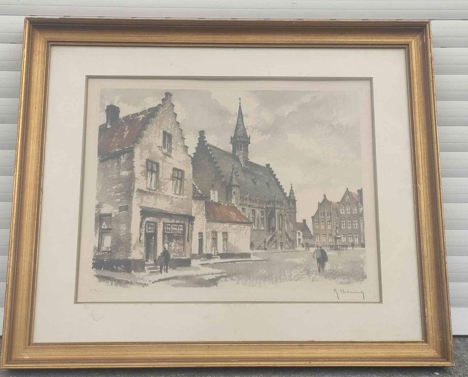 Gravure signe Roger hebbelinck, Enlèvement ou Envoi, Gravure