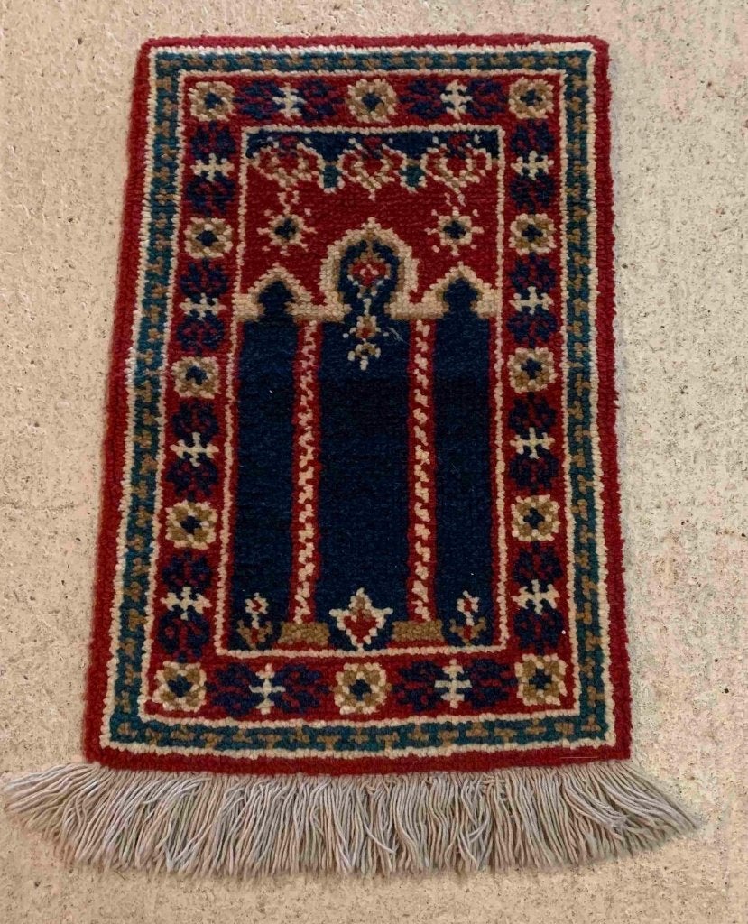 Vintage oosters dik wollen wandkleed kleed 90/57, Tapisserie murale, Enlèvement ou Envoi, Bleu, Comme neuf