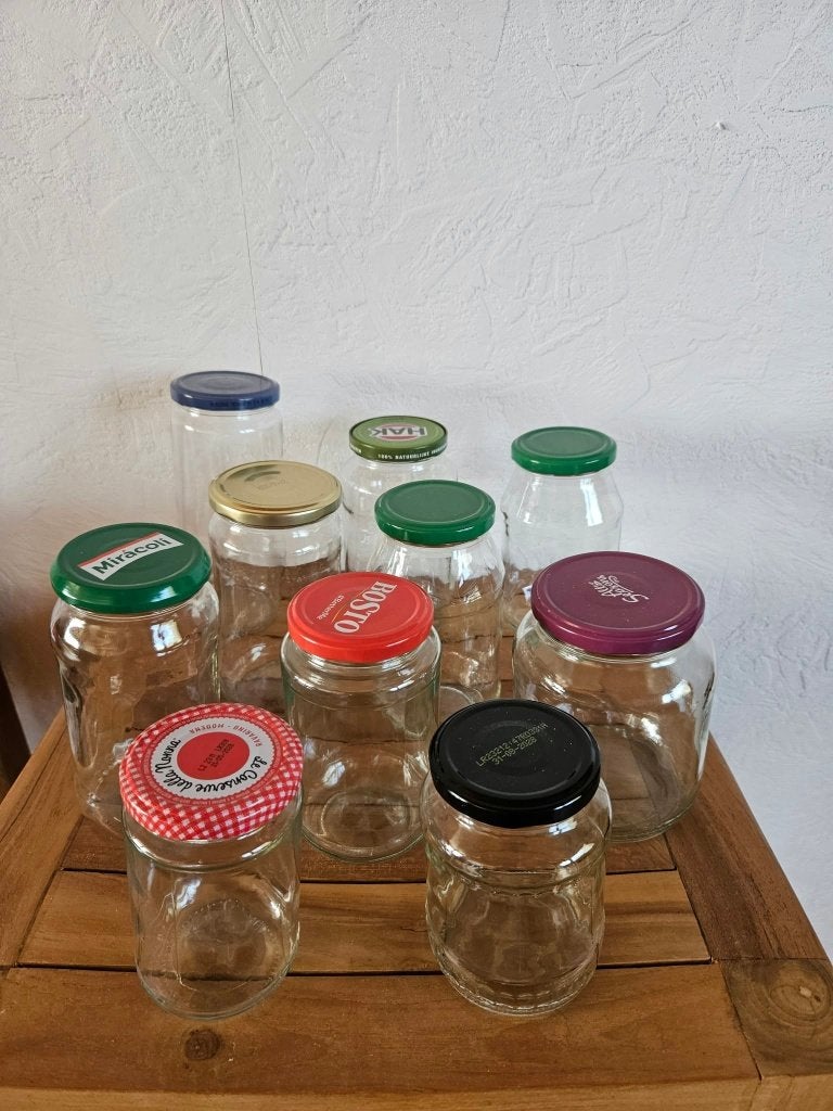 Lot 10 bocaux en verre couvercle en métal, Huis en Inrichting, Ophalen, Gebruikt, Glas, Kom(men)