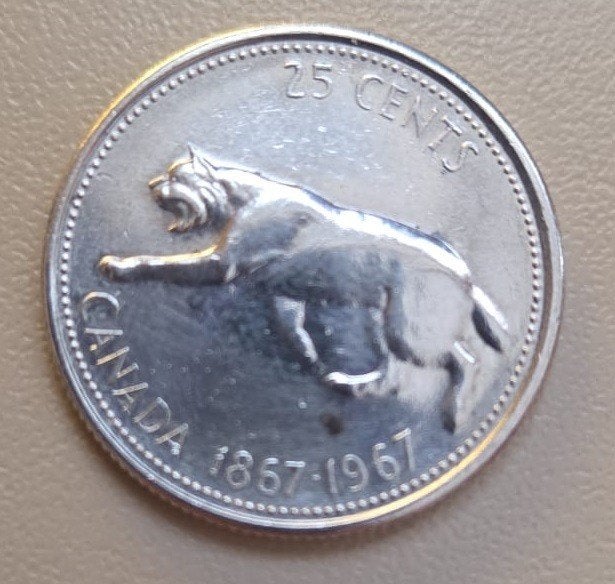 Pièce de 25 cents en argent du Canada 1967 Confederation, Enlèvement, Monnaie en vrac, Argent