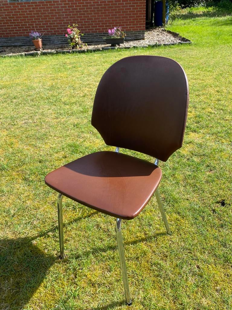Retro vintage stoelen 4 stuks, Huis en Inrichting, Stoelen, Ophalen, Gebruikt, Bruin, Vintage