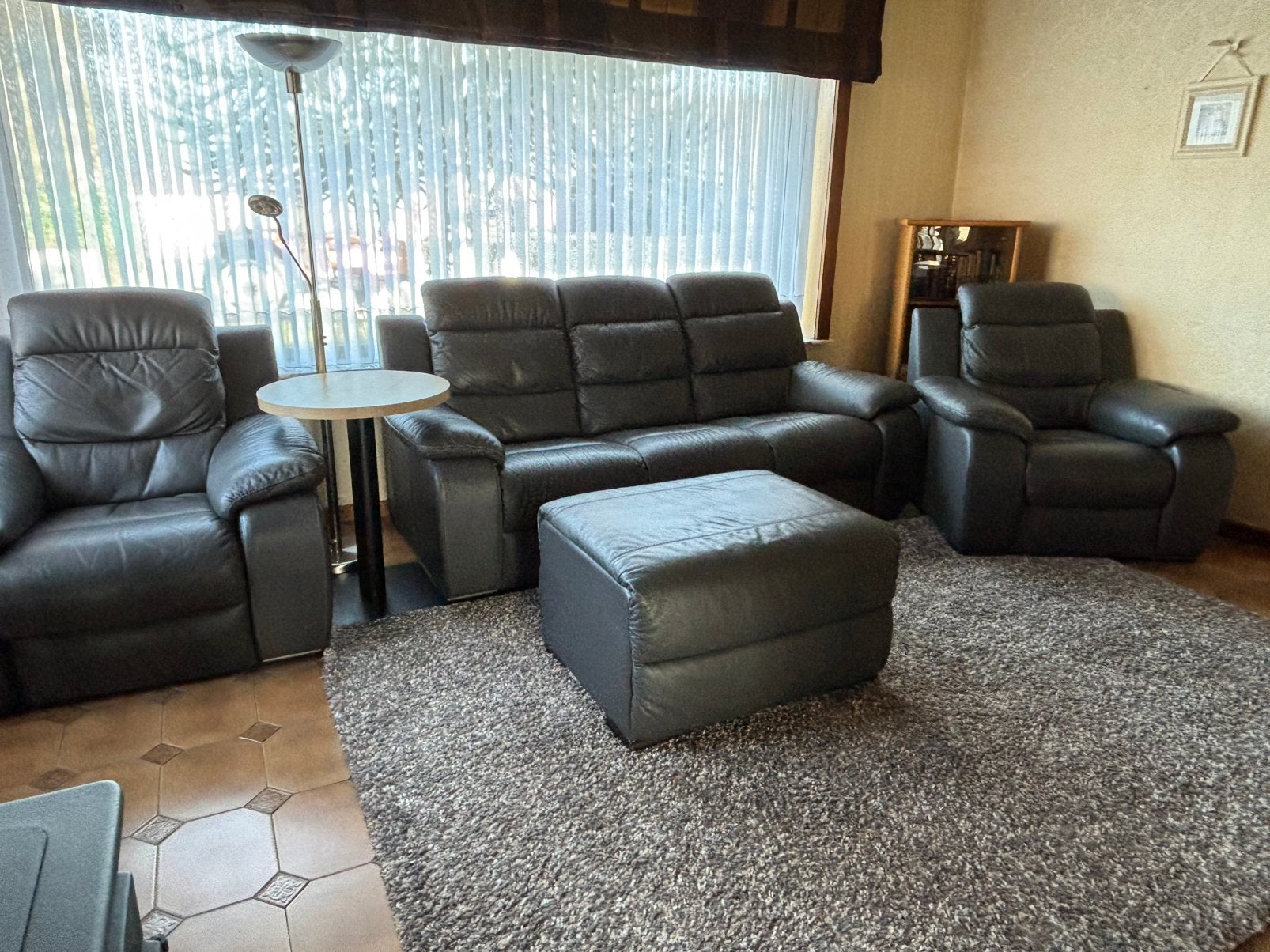 Lederen salon, Huis en Inrichting, Ophalen, Gebruikt, Leer, Klassiek