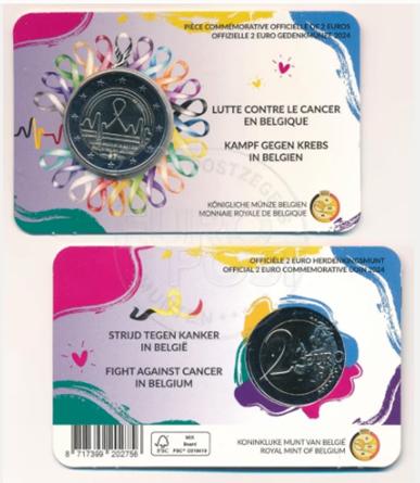 2 euro België 2024 Strijd Tegen Kanker Coincard Frans, Ophalen of Verzenden, België, 2 euro, Losse munt