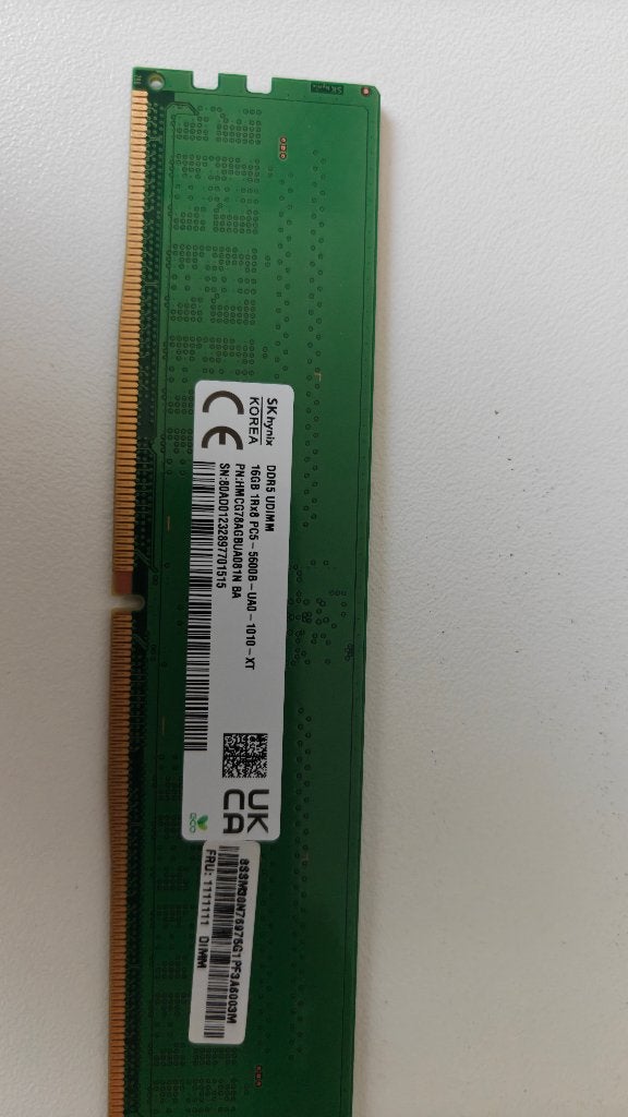 1x 16Gb DDR5 UDIMM RAM 5600, Computers en Software, RAM geheugen, Gebruikt, Desktop, 16 GB, DDR5, Ophalen
