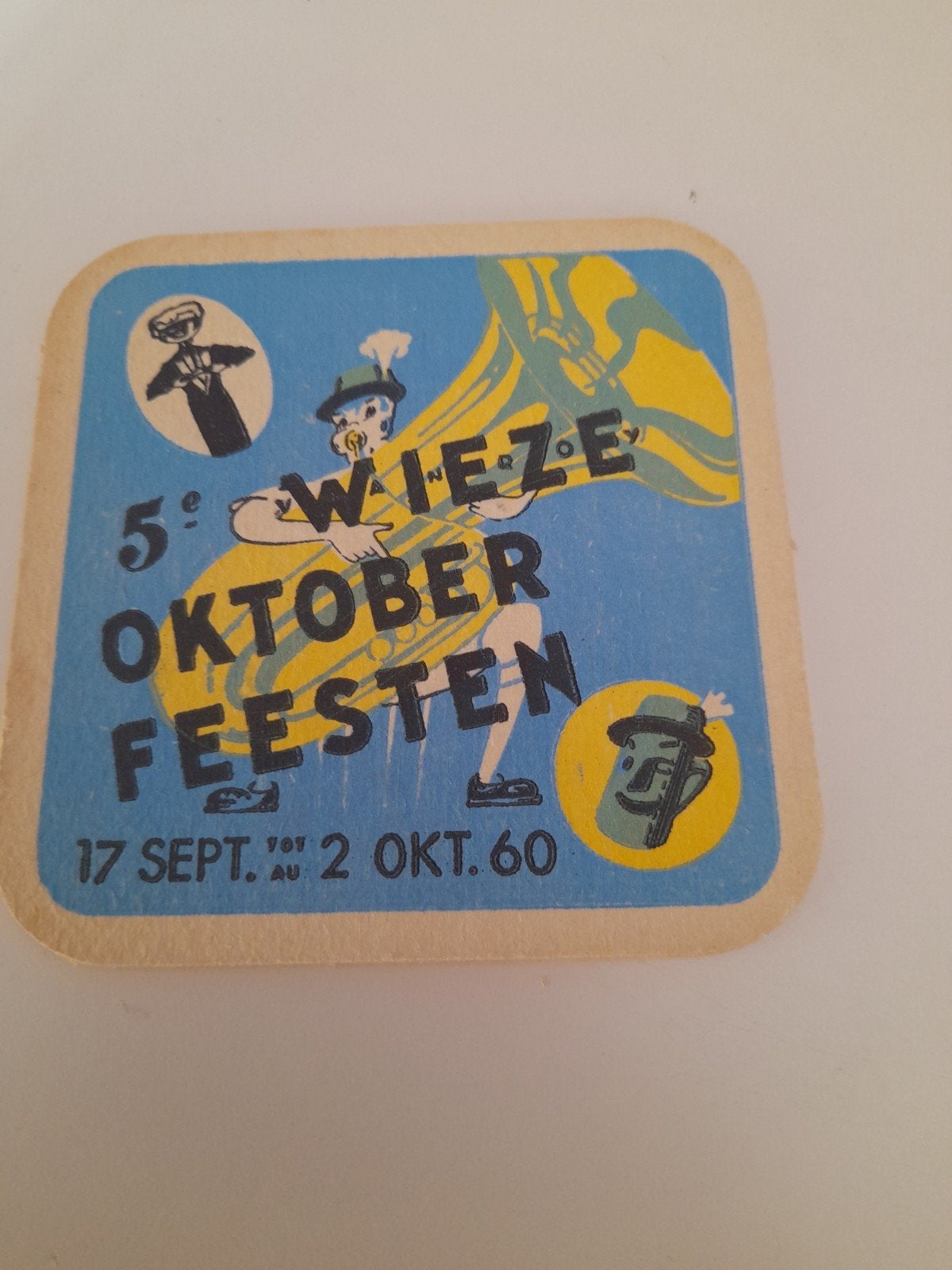 bierviltje wieze oktoberfeesten 1960 recto-verso, Verzamelen, Ophalen of Verzenden