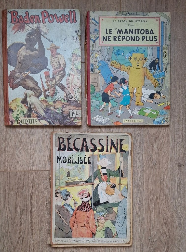 ANCIENNES bd HERGE BECASSINE BADEN POWELL, Plusieurs BD, Enlèvement ou Envoi, Utilisé, Hergé