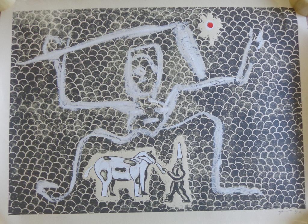 FRED BERVOETS / DE PAPFLES / KLEURZEEFDRUK / 56x76cm / SIG, Enlèvement ou Envoi