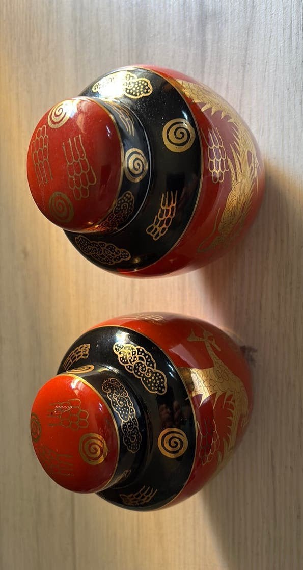 vintage Aziatische theebussen / gemberpotten – Gouden Draak, Ophalen of Verzenden