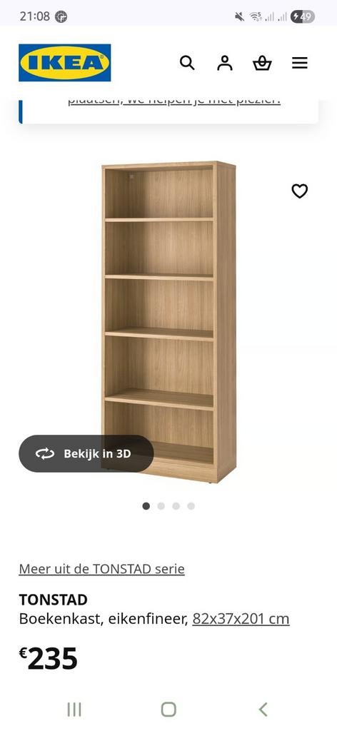 Ikea boekenkast Tonstad, Huis en Inrichting, Kasten | Boekenkasten, Ophalen