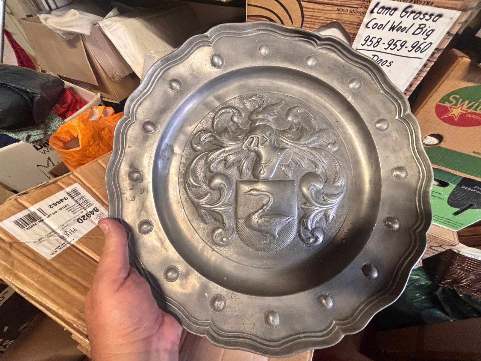 Zeer mooie grote tinnen schotel, Antiek en Kunst, Antiek | Tin, Ophalen of Verzenden