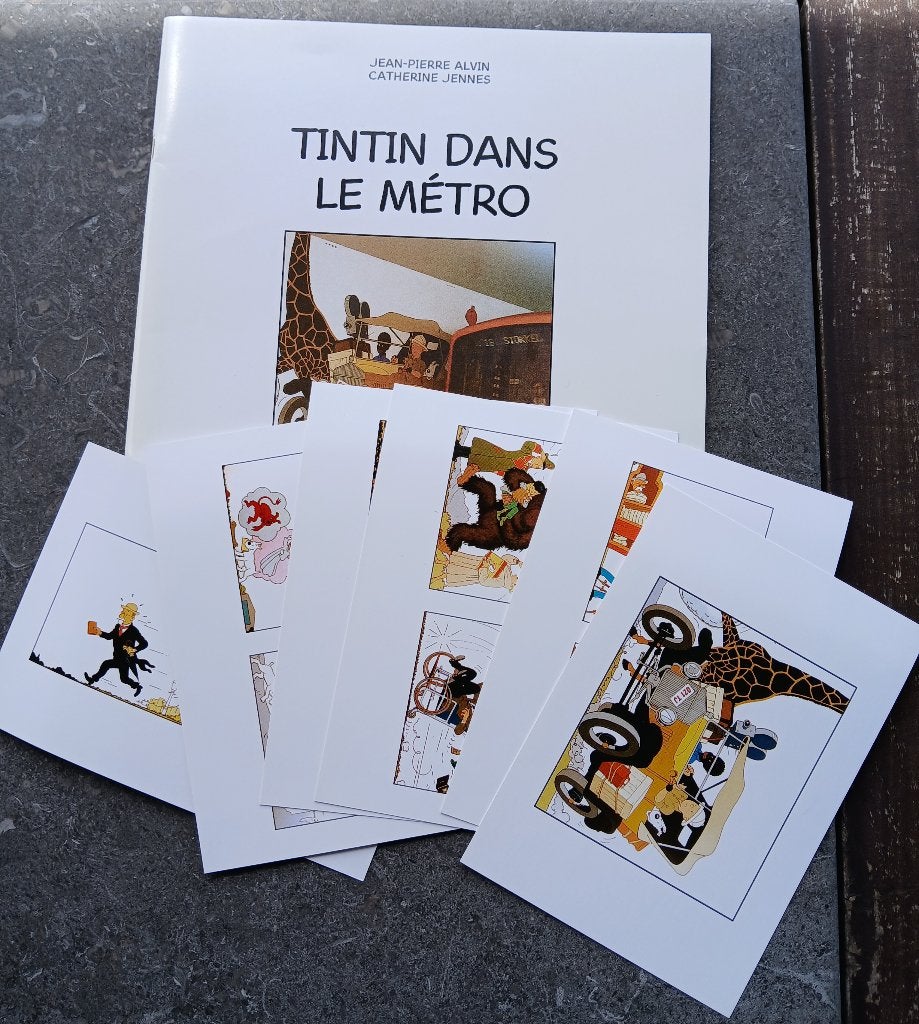 „Kuifje in de metro” 1990 met kaartjes, Ophalen, Hergé.
