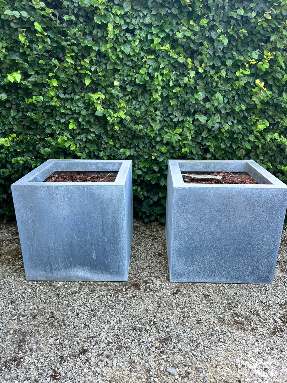Plantenbak design in lichtgrijze zink, Tuin en Terras, Ophalen, Gebruikt, Vierkant, Metaal