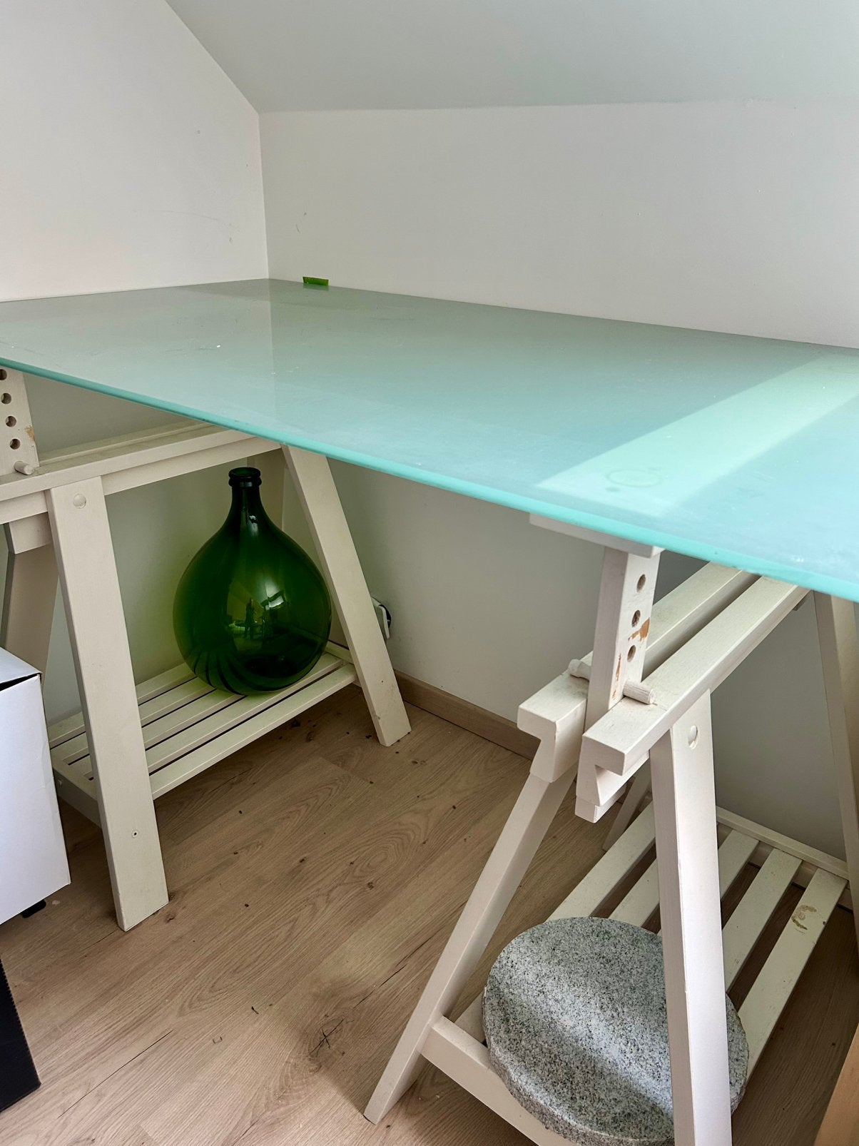 Table en verre et 2 tréteaux Ikea, Enlèvement, Comme neuf, IKEA