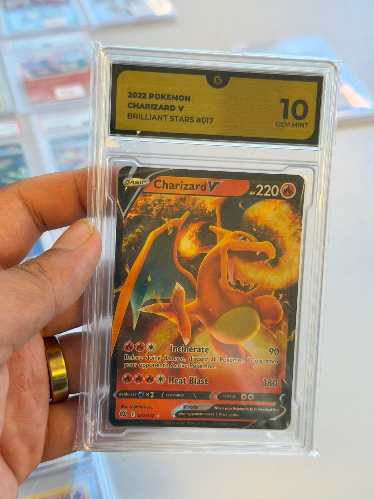 Charizard V 017/172 Gem Mint 10 Pokémon Brilliant Stars 2022, Ophalen of Verzenden, Nieuw, Losse kaart, Foil