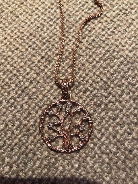 Hanger met Ketting rozerood  Levensboom, Ophalen of Verzenden, Nieuw, Roze, Met strass