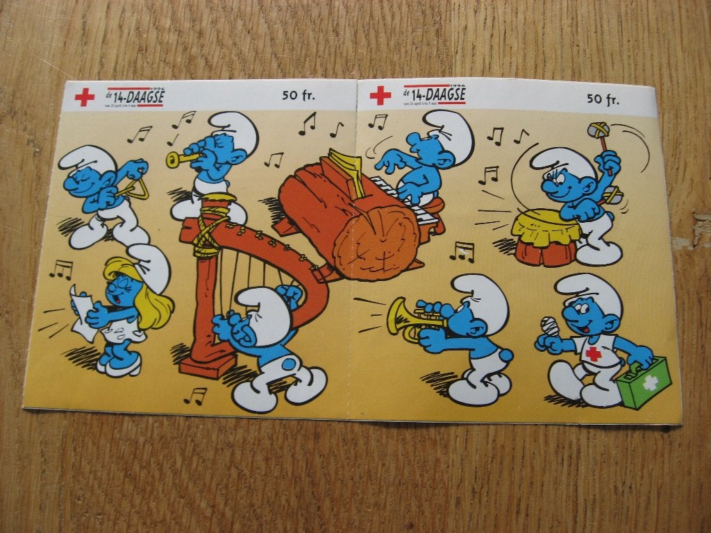 Vintage Stickers De Smurfen Sabena, Verzamelen, Ophalen, Nieuw, Strip of Tekenfilm