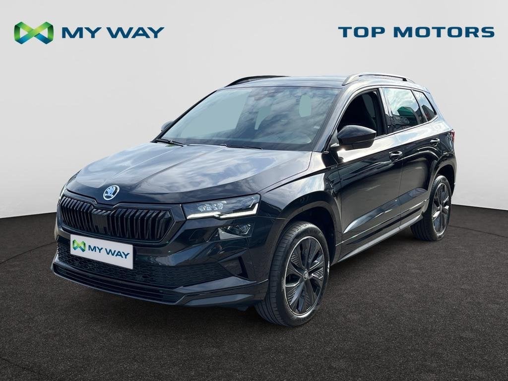 Skoda Karoq SPORTLINE*AUTOMAAT*150PK*TREKHAAK*CARPLAY*CAMERA, Auto's, Skoda, Automaat, Zwart, Navigatiesysteem, SUV of Terreinwagen