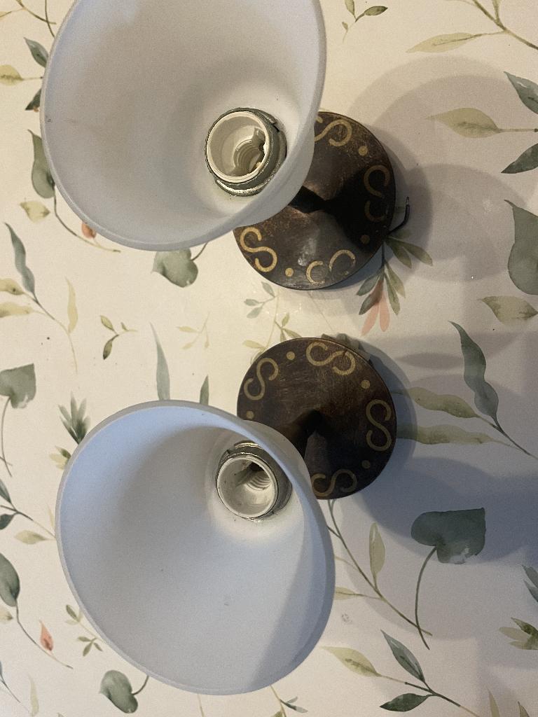 set van 2 plafondlampjes/spotjes metaal en glas, Ophalen, Gebruikt, Glas