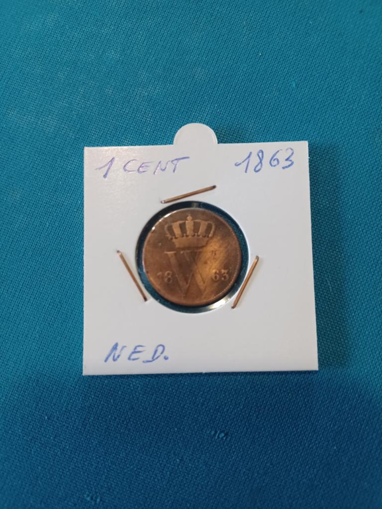 NEDERLAND 1 CENT 1863, Postzegels en Munten, Munten | Nederland, Ophalen of Verzenden, 1 cent