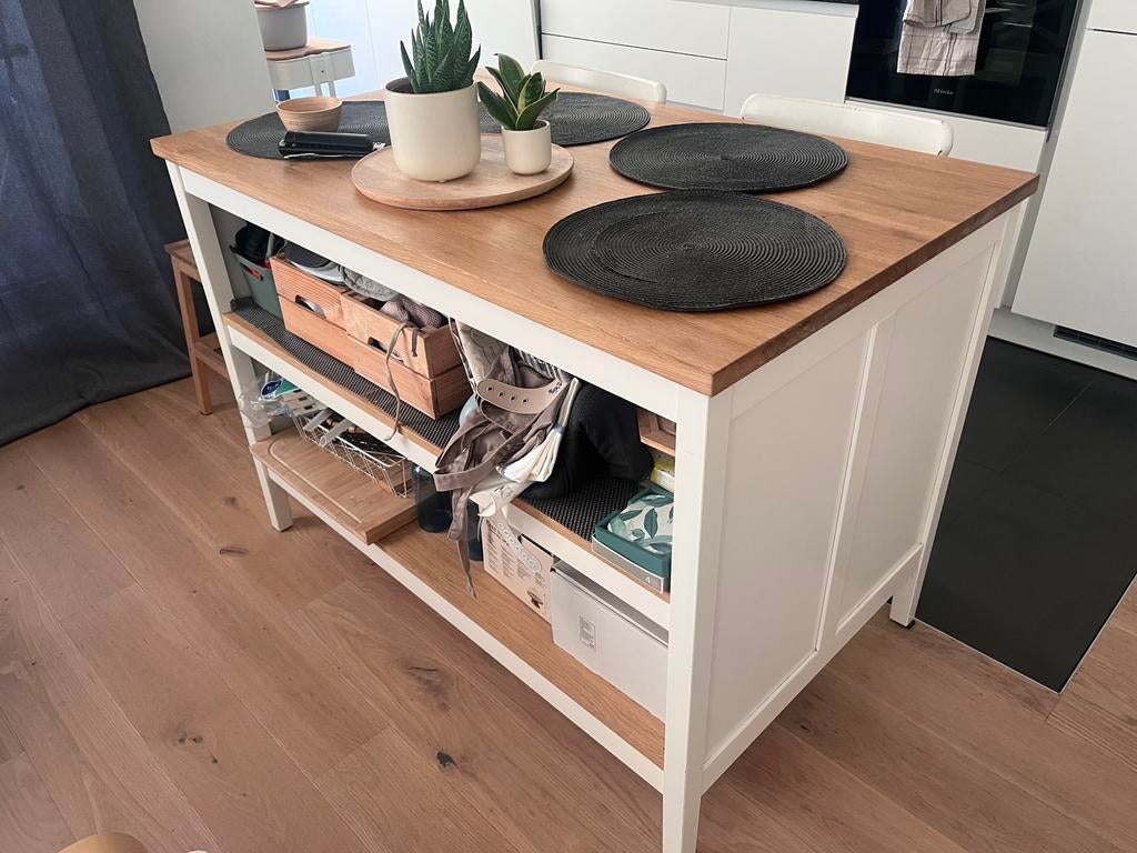 Îlot de cuisine IKEA NORDVIKEN et deux chaises ROSENTORP, Enlèvement, Utilisé