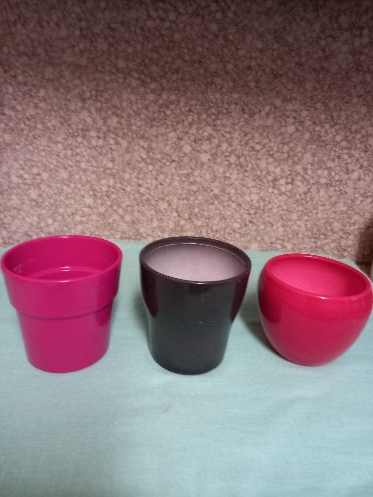11 stenen kleurige bloempotten voor 10 euro samen, Tuin en Terras, Bloempotten, Ophalen, Steen, Gebruikt, Binnen