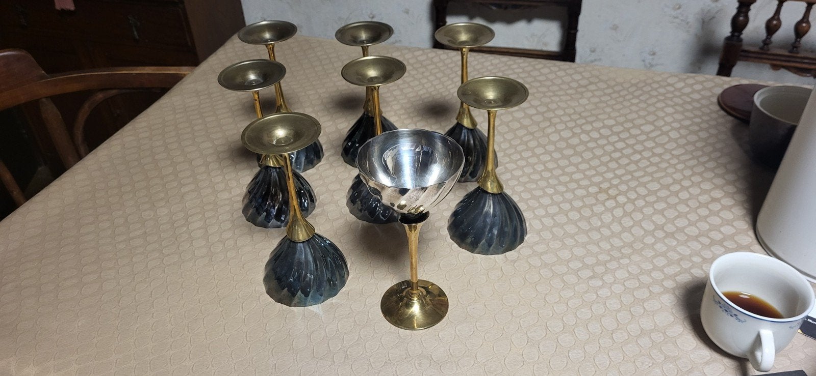 8 verzilverde glazen., Antiek en Kunst, Ophalen